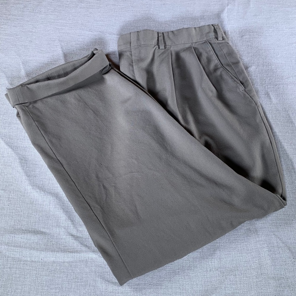 Brooks Brothers Brooksease Mens Pleated Cuffed Dress Pants Taupe Brown USA 36x28